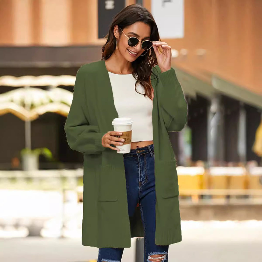 Damen Strickmantel mit bequemen, oversized Ärmeln und praktischen Taschen EB
