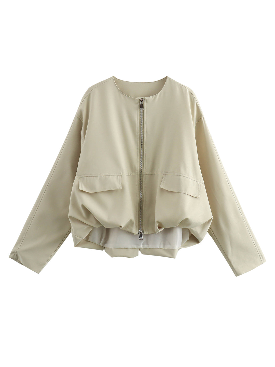 Damen lässige Jacke mit praktischen Taschen und Reißverschluss EB
