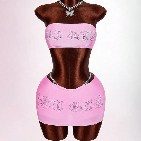 Damen Bandeau Top mit funkelndem Schriftzug EB