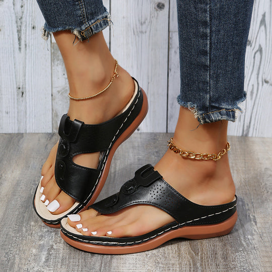 Damen Komfortable Zehentrenner-Pantoletten mit verstellbarem Riemen und atmungsaktivem Design EB
