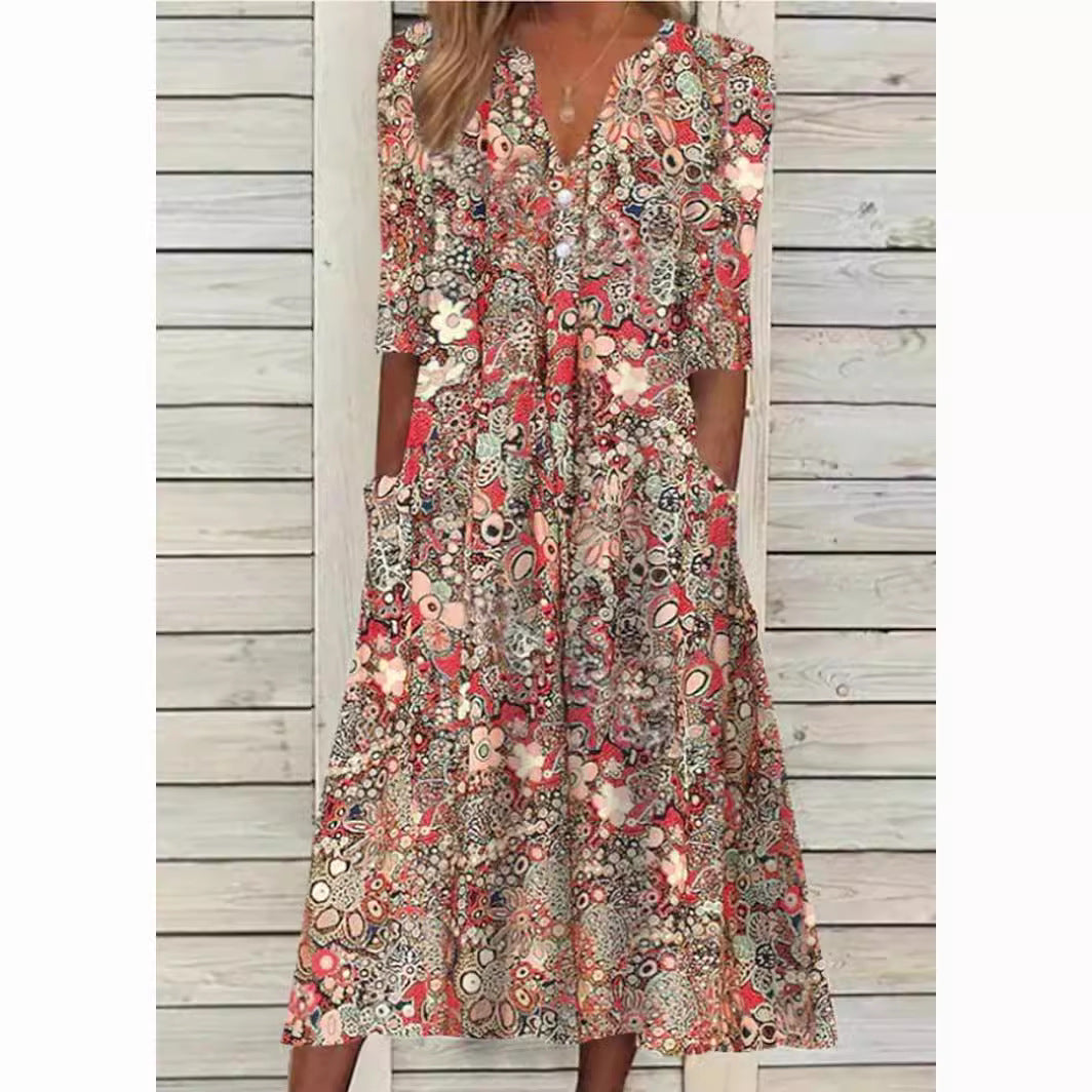 EB | Stilvolle Blumige Hemdblusenkleid