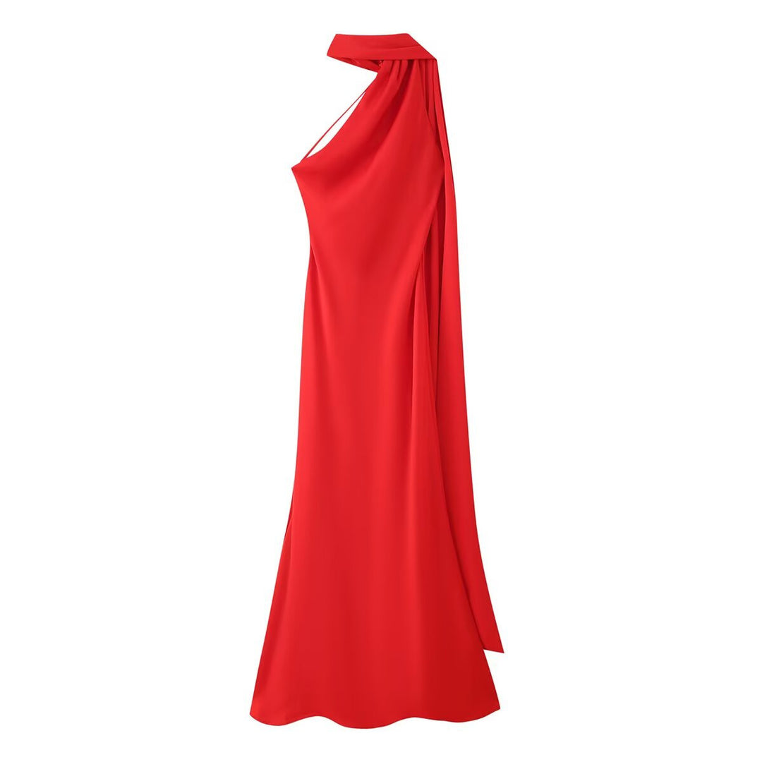 Damen Elegantes Maxikleid mit asymmetrischem Schnitt und schicker Raffung EB