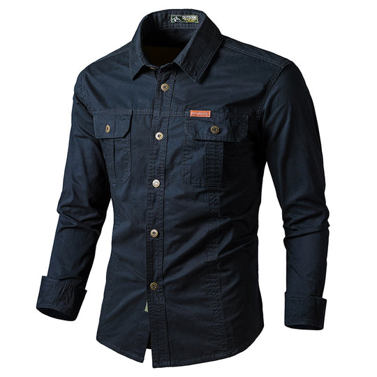 Herren nan leichte Overshirt-Jacke mit Klappbrusttaschen und klassischem Hemdkragen EB