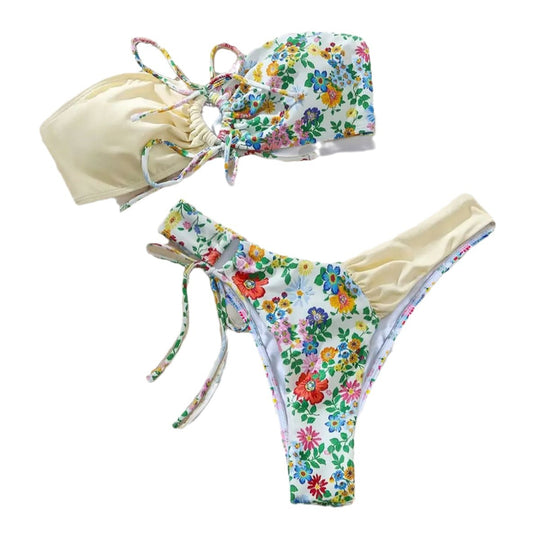 Damen Fröhlicher Blumendruck Bikini EB
