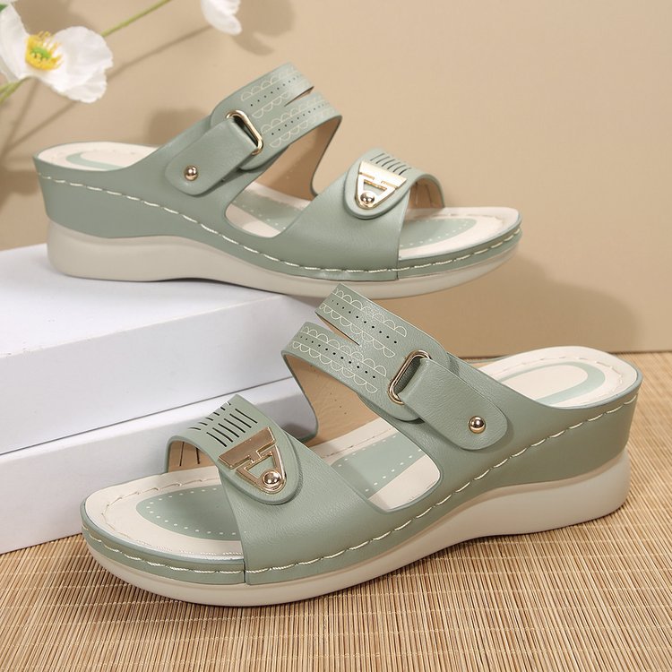 Damen Wedge-Sandalen mit verstellbarem Riemen und modischem Schnitt EB
