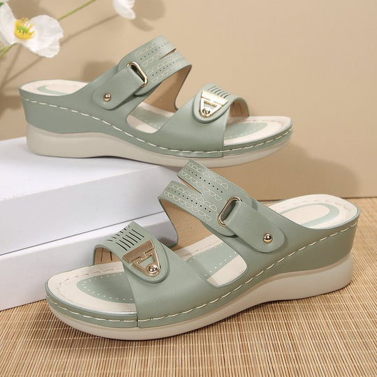 Damen Wedge-Sandalen mit verstellbarem Riemen und modischem Schnitt EB