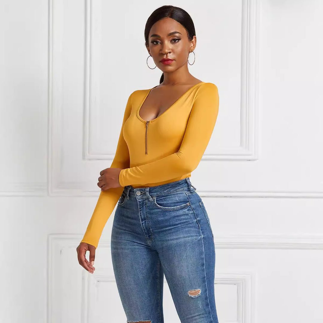 Damen Eleganter Langarmbody aus angenehmem Stretchmaterial EB