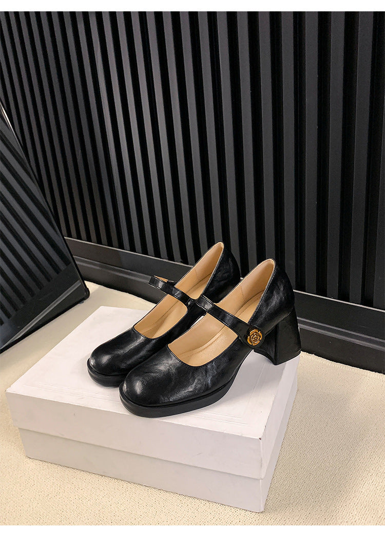 Damen modische Mary Jane Pumps mit komfortablem Blockabsatz EB