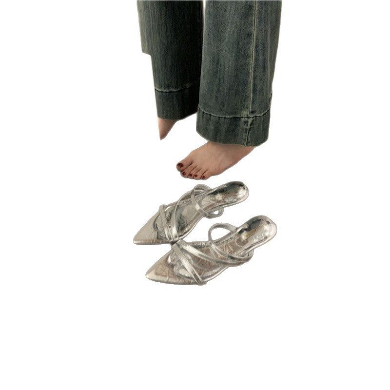 Damen elegante Slingback Sandalen mit v-förmiger Zehenpartie EB