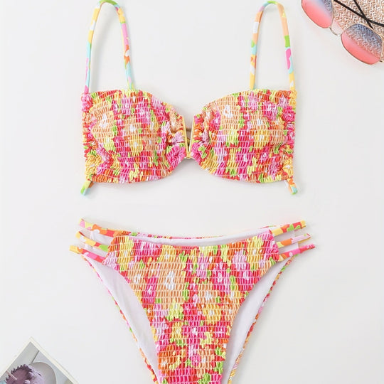 Damen Bandeau-Bikini mit verspieltem Rüschen-Design EB