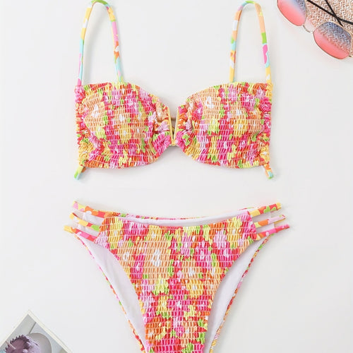 Damen Bandeau-Bikini mit verspieltem Rüschen-Design EB