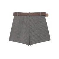 Damen elegante Shorts mit dekorativem Gürtel EB
