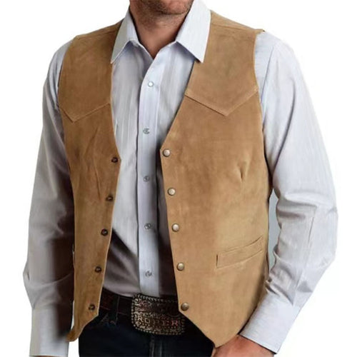 EB | Weste Slim Passform Wildlederlook Metallknöpfe Western Details