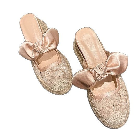 Damen Sling-Back Sandalen mit modischem Bogen-Detail und geflochtener Sohle EB
