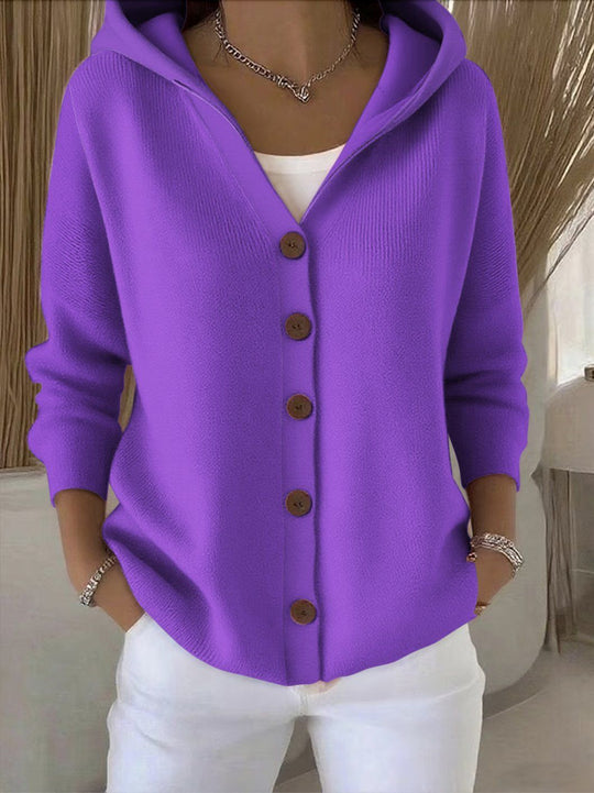 Damen nan Kapuzen-Cardigan mit Knopfleiste und lässiger Oversize-Passform EB