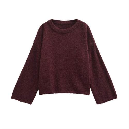 Damen Grobstrickpullover mit lässigem Schnitt und weitem Rundhalsausschnitt EB