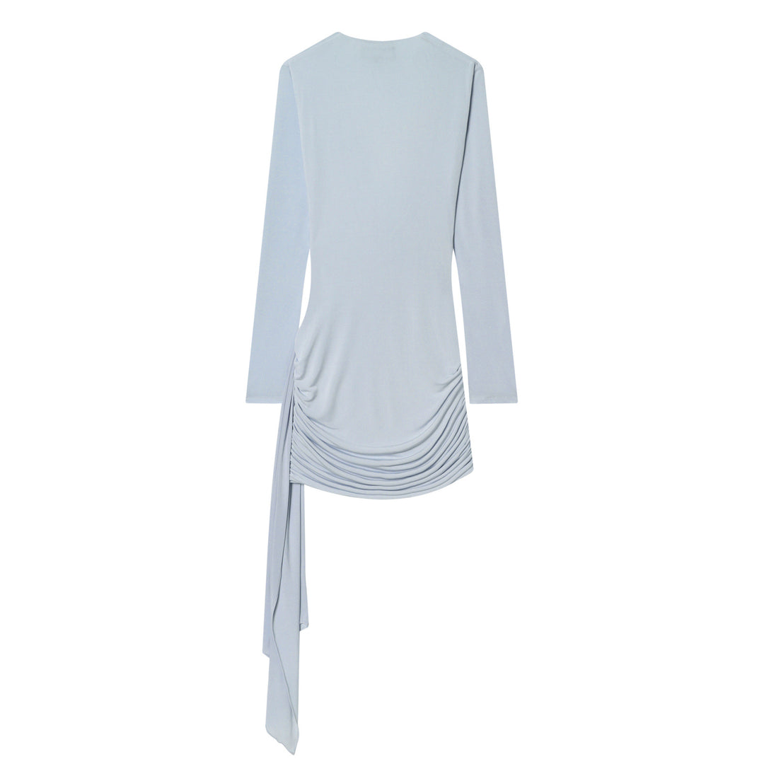 Damen Wickelkleid mit eleganter Drapierung und tiefem V-Ausschnitt EB