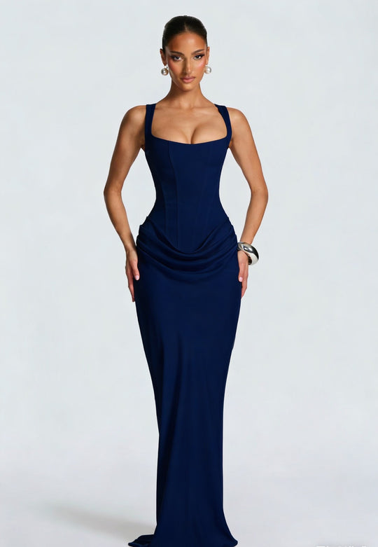 Damen elegantes Abendkleid mit raffinierten Drappierungen EB