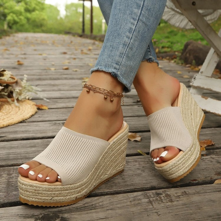 Damen Wedge-Sandaletten mit weichem Obermaterial und bequemer Sohle EB