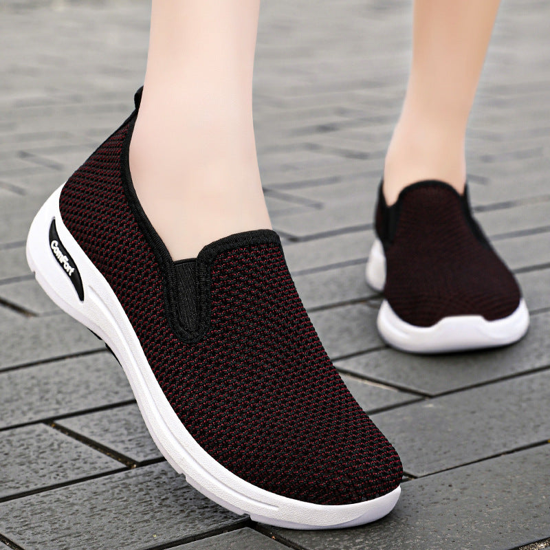 Damen Komfortable Slip-On Freizeitschuhe mit atmungsaktivem Netzdesign EB