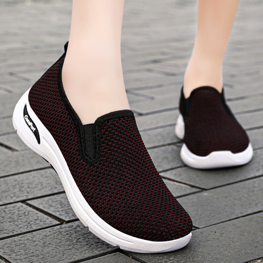 Damen Komfortable Slip-On Freizeitschuhe mit atmungsaktivem Netzdesign EB