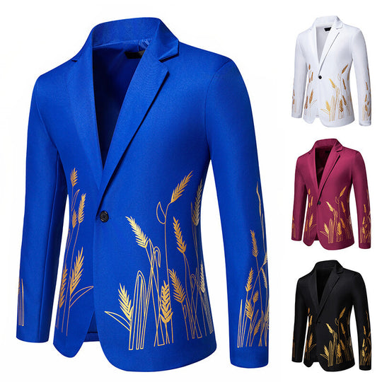Damen Eleganter Blazer mit kunstvollem Pflanzenmuster und feiner Textur EB