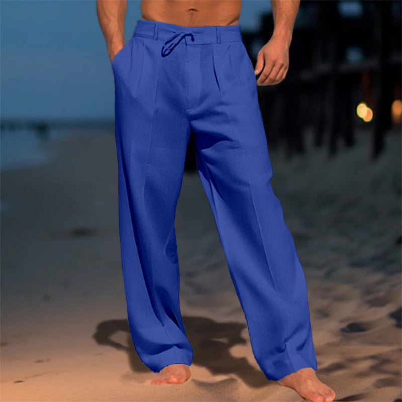 Herren weite Sommerhose mit elastischem Bund und praktischen Taschen EB