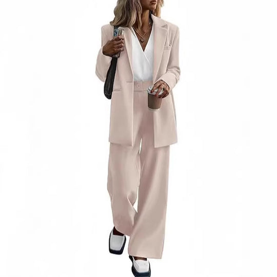 Damen Oversize-Hosenanzug mit Longblazer und weiter Bundfaltenhose EB