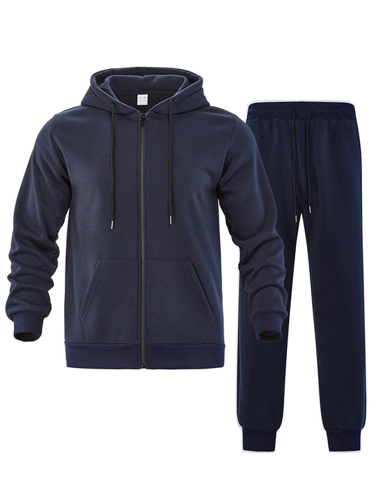 Herren nan zweiteiliges Jogginganzug-Set mit durchgehendem Reißverschluss Kapuzenjacke und taillierter Jogginghose EB