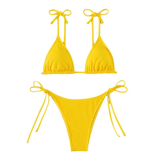 Damen Triangel-Bikini mit verstellbaren Trägern und hohem Beinausschnitt EB