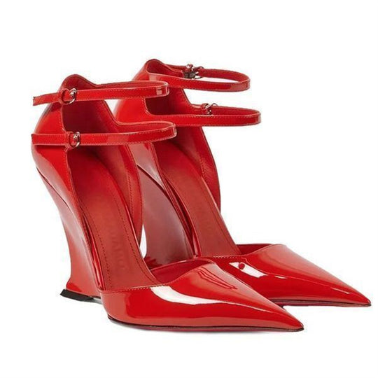 Damen Wedge-Pumps mit dekorativem Riemendesign EB