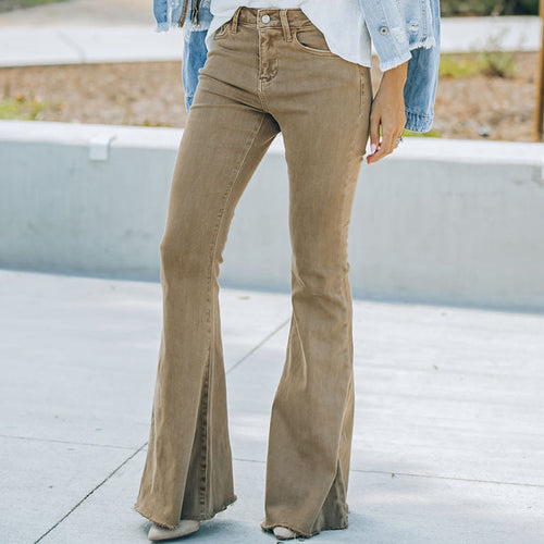 Damen Hoch geschnittene Bootcut Jeans EB