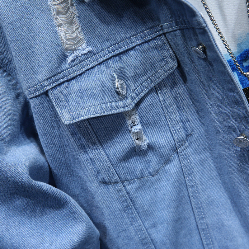 Herren lässige Jeansjacke mit bequemem Hoodie-Einsatz und modischen Details EB