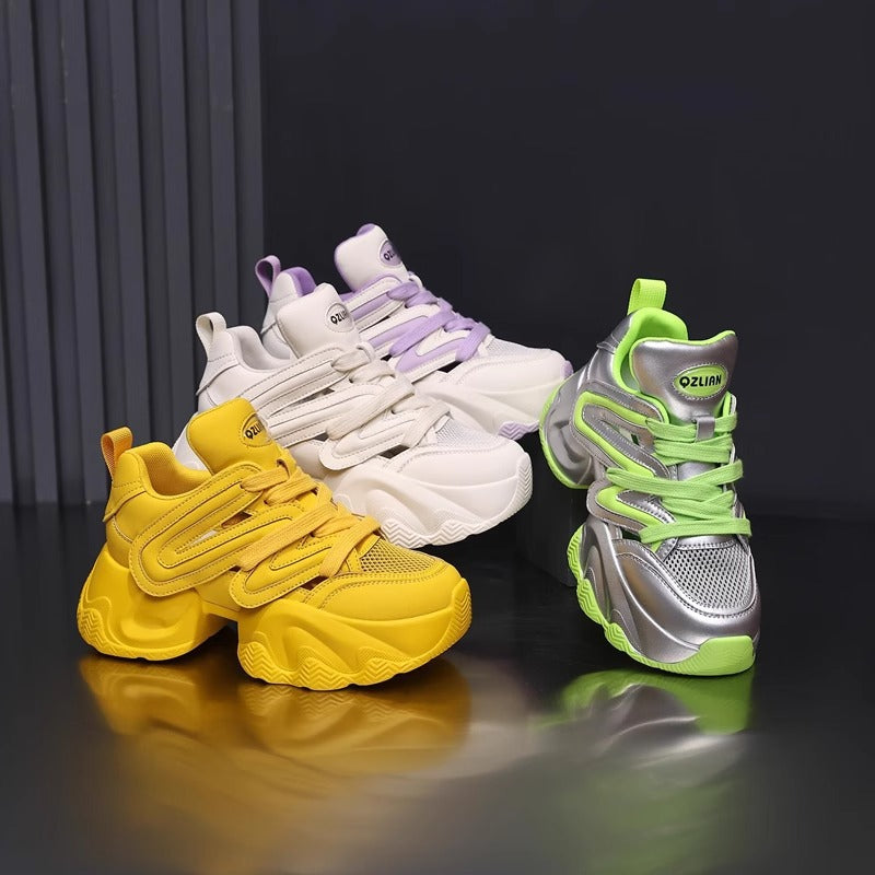 Damen Sportliche Chunky Sneakers mit atmungsaktivem Obermaterial und innovativem Dämpfungssystem EB