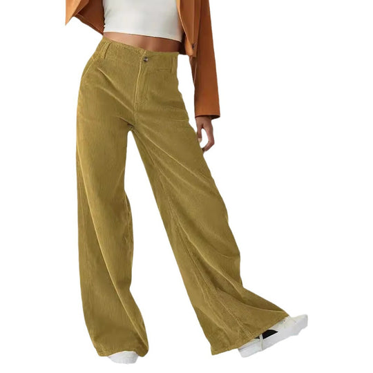 Damen Weit geschnittene Stoffhose mit hohem Bund und praktischen Taschen EB