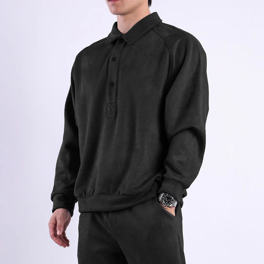 Damen Sportliches Langarm-Polooberteil mit lässigem Kragen und Knopfdetails EB