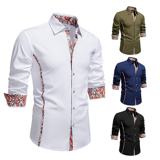Herren Langarmhemd mit floralem Design und modernem Schnitt EB