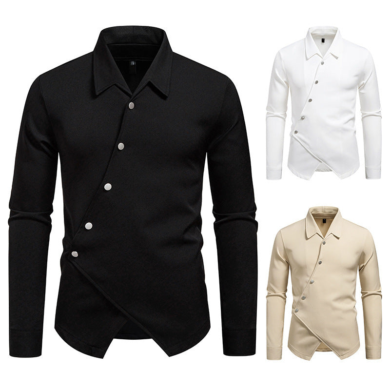 Herren modisches Hemd mit asymmetrischem Knopfdesign und eleganter Passform EB
