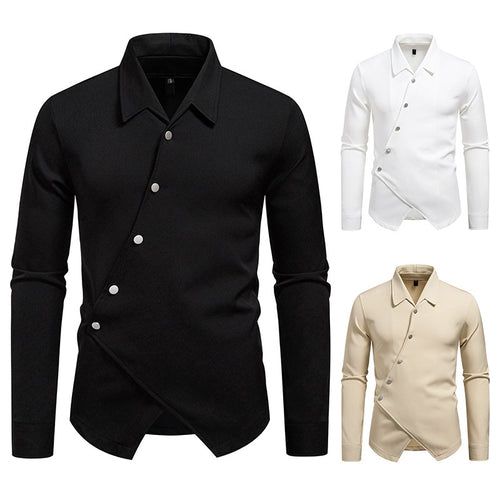 Herren modisches Hemd mit asymmetrischem Knopfdesign und eleganter Passform EB