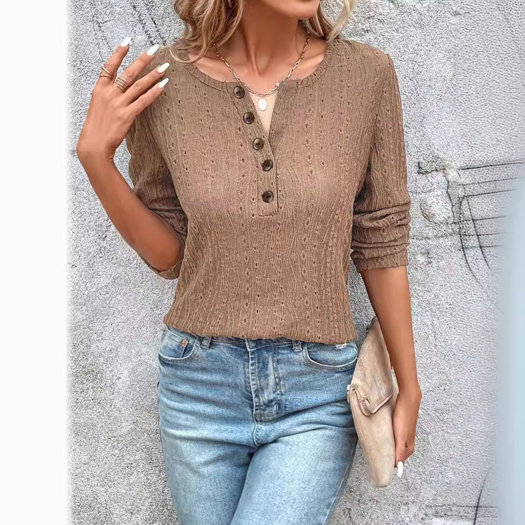 Damen Strukturierter Pullover mit Knopfdetails EB