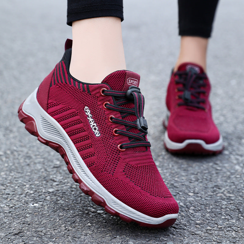 Damen Sportliche Laufschuhe mit atmungsaktivem Mesh-Obermaterial und elastischem Schnellschnürsystem EB
