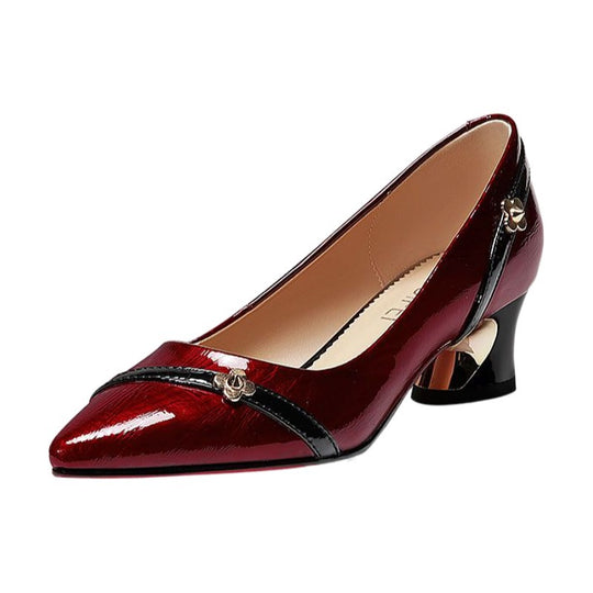Damen elegante Pumps mit modischem Absatz und verzierter Schnalle EB