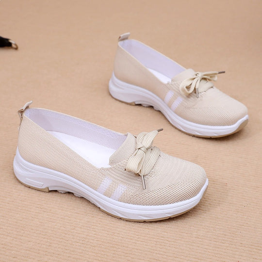 Damen Bequeme Slip-On Sneakers mit modischem Schleifendetail EB