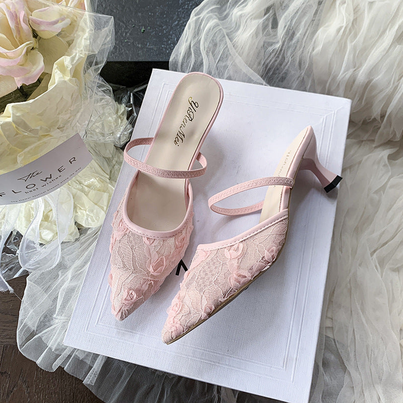 Damen Slingback-Pumps mit floralen Spitzenelementen EB
