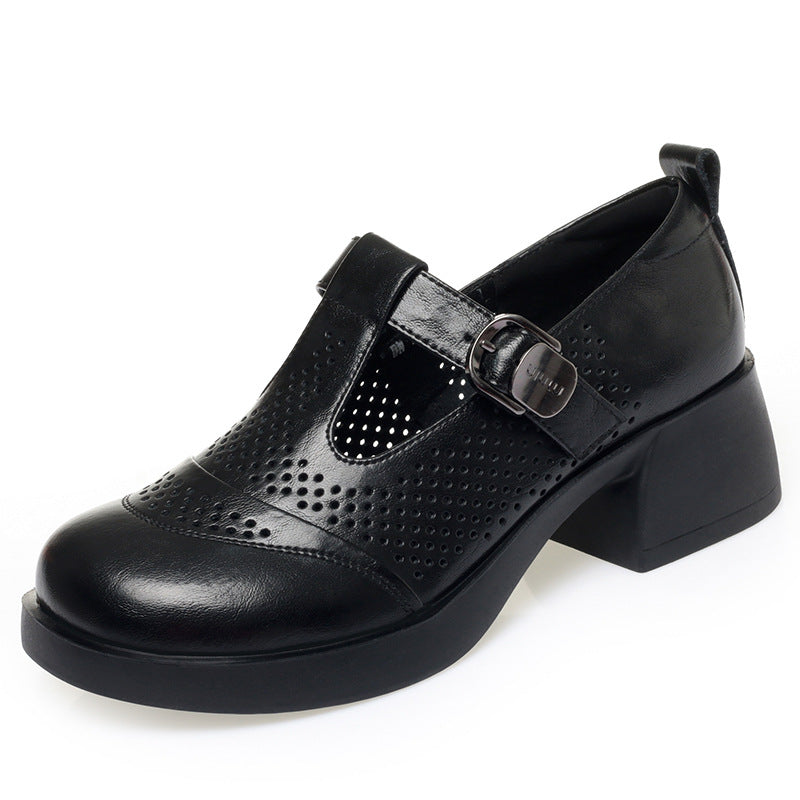 Damen Halbschuhe mit modischem Riemchen und atmungsaktiver Lochoptik EB