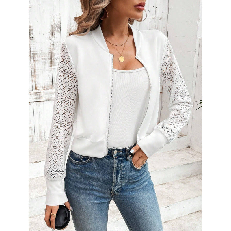 Damen Freizeitjacke mit stilvollen Spitzeinsätzen EB