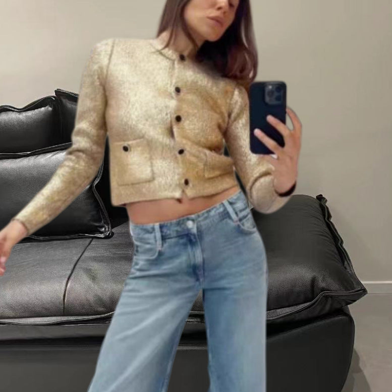 Damen Elegante Strickjacke mit luxuriösem Glitzer und praktischen Taschen EB