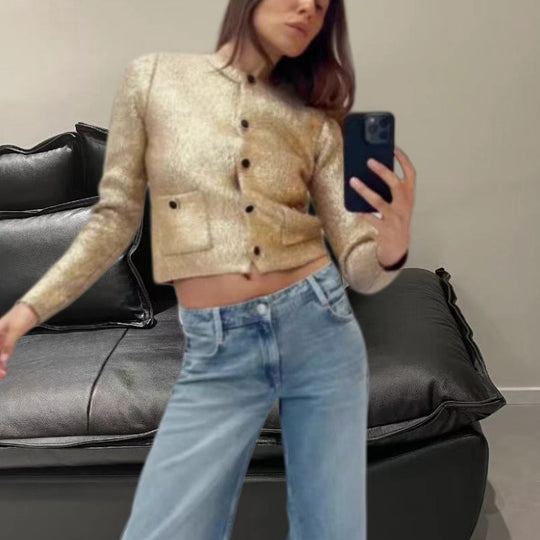 Damen Elegante Strickjacke mit luxuriösem Glitzer und praktischen Taschen EB
