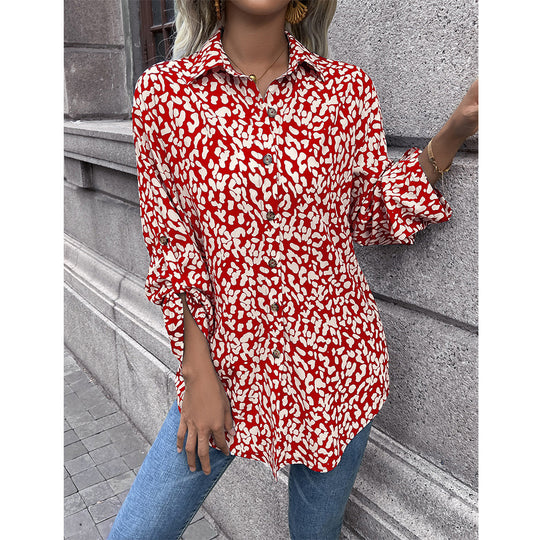 Damen luftiges Blusenshirt mit Animal-Print und bequemen Schnitt EB