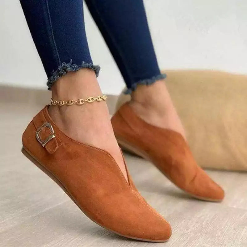 Damen elegante Mokassins mit modischem Riemendesign EB
